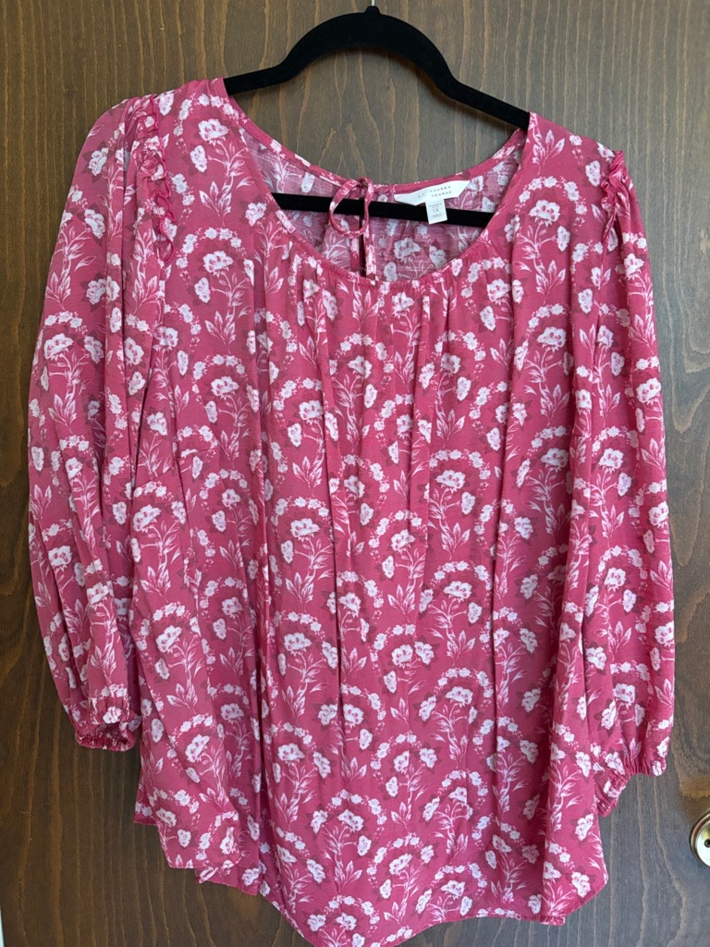 LC Lauren Conrad Rose Pink Floral Peasant Tunic